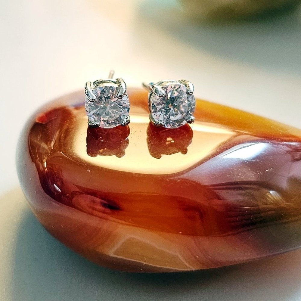 *REDUCED* Approx 2.0 ct TW round CZ stud earrings (6.25-6.5mm dia)